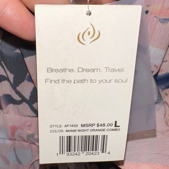 NWT Apana Tropical Miami Nights Pink Orange Palm Frond Cover Up Jumpsuit Size L - Picture 4 of 14